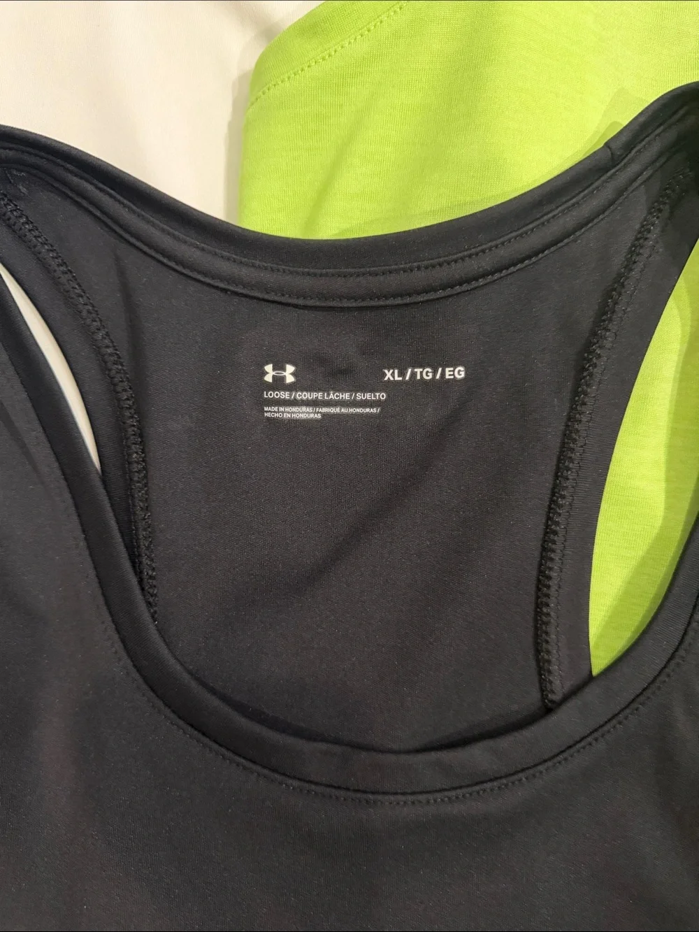 Under Armour Women’s Racerback Tank Trio - Black, White, Lime Green - Picture 2 of 4